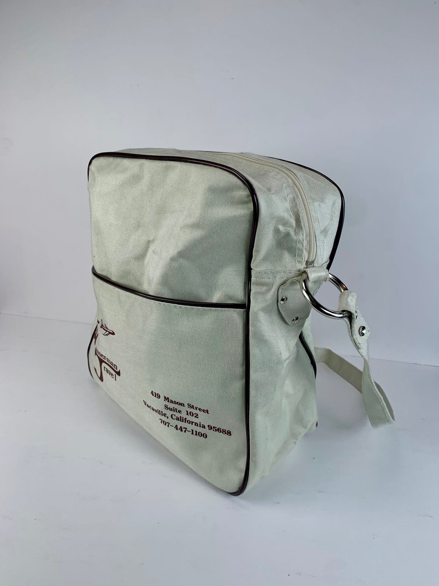 Vintage Purse - Footed Canvas Shoulder Bag - Wasserman Travel Agency - Vacaville, CA