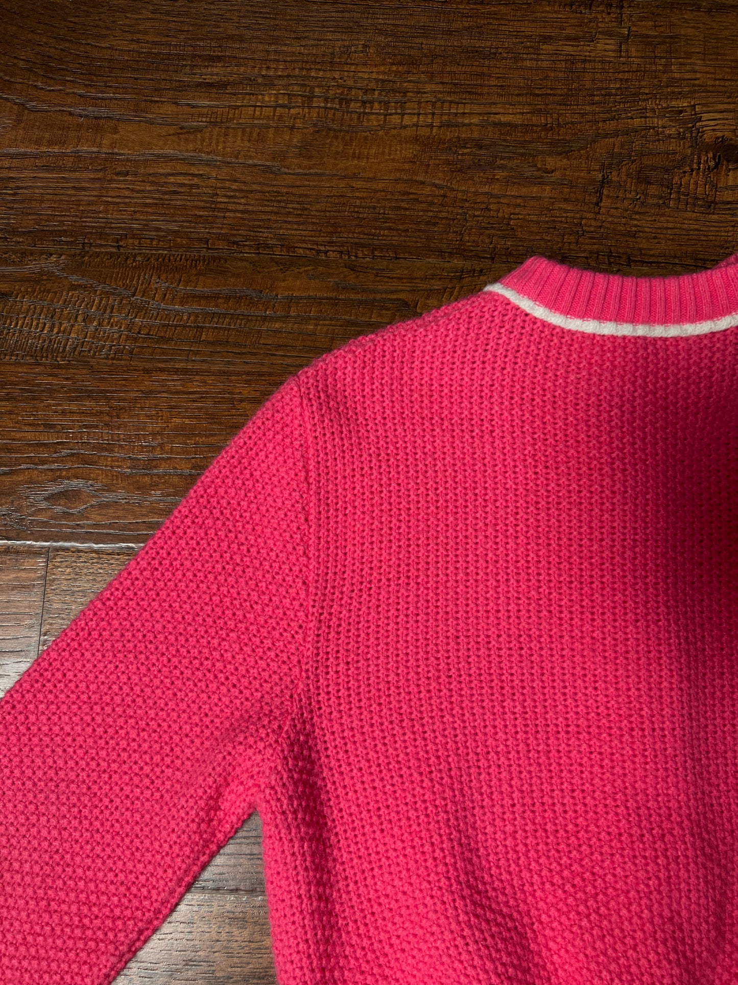 Vintage Catalina Knit Cardigan - Bubblegum Pink White Trim Button Front Sweater - Small