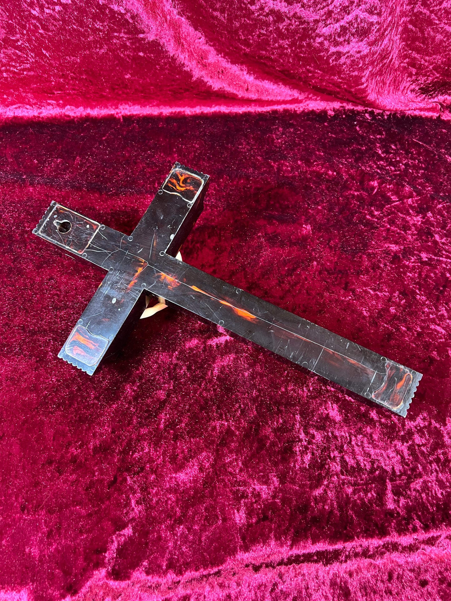 Vintage Religio - Wall Hanging Last Rites Kit - Bakelite Crucifix - 13.75"