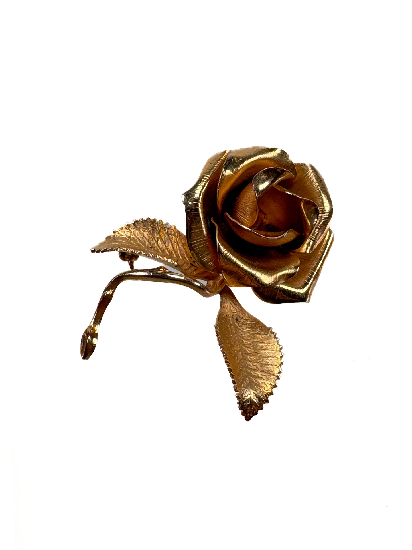 Vintage Brooch - Cerrito Original Gold Tone Rose Pin Brooch - 1981