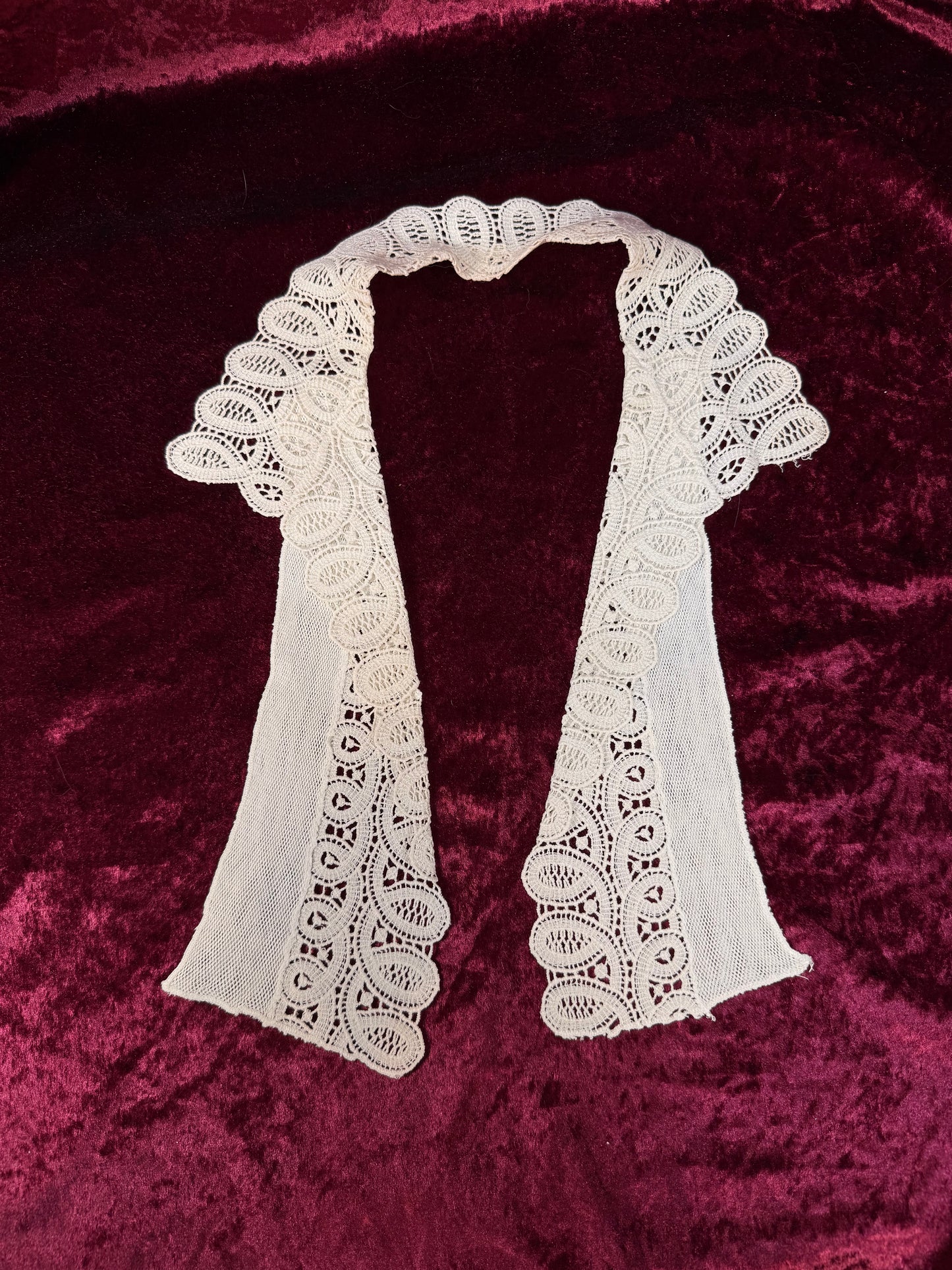 Vintage Lace Collar Overlay – Victorian Style Open Front Embroidered Panel