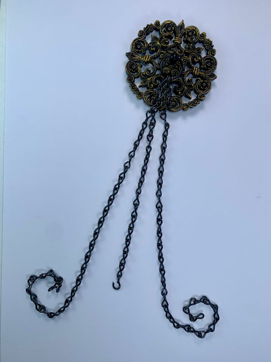 Vintage Wall Decor - Floral Wall Medallion with Chains - Homco - 1973