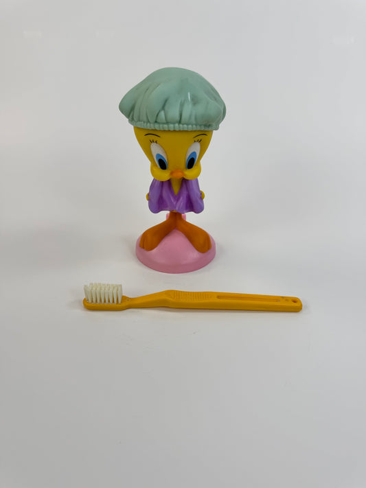 Vintage Tweety Bird Toothbrush Holder Bathroom Set - 1990s Looney Tunes