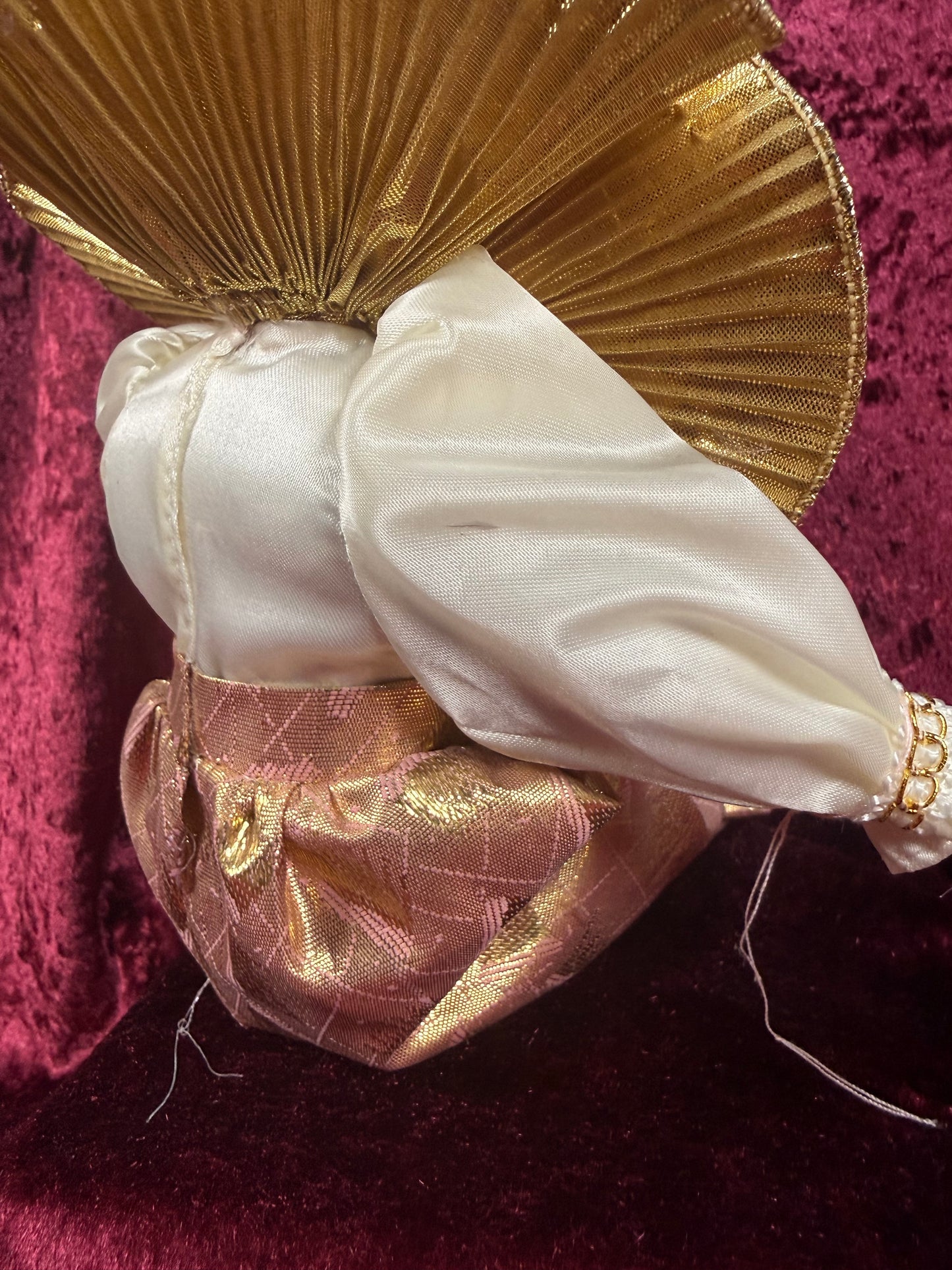 Vintage Porcelain Harlequin Doll – Gold Ruffled Collar Pierrot Figure