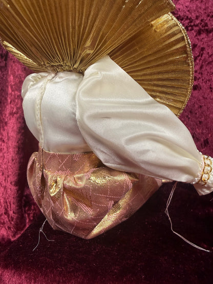 Vintage Porcelain Harlequin Doll – Gold Ruffled Collar Pierrot Figure