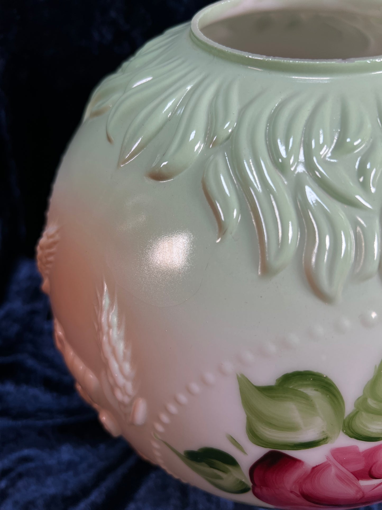 Vintage Fenton Milk Glass Table Lamp – Hand Painted Roses Double Globe Hurricane Parlor Style