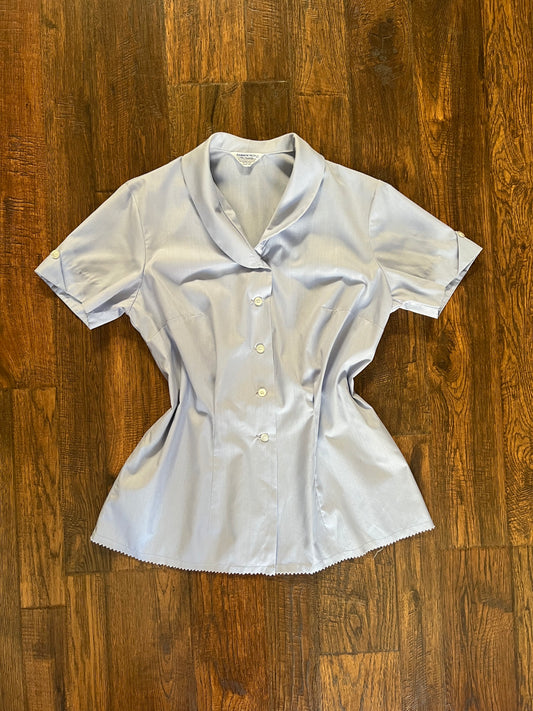 Vintage Clothing - Certified Post Office Regulation Blouse - Cornflower Blue - Medium - Permanent Press