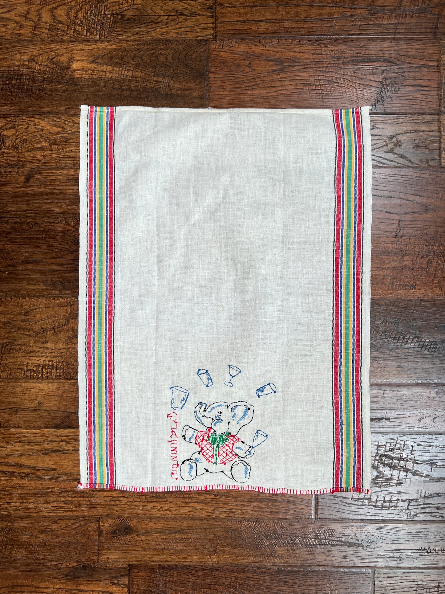 Vintage Linens - Embroidered Napkin Set - China, Silver, and Glasses