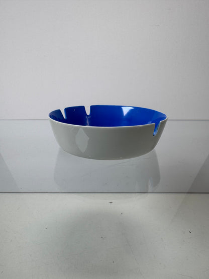 Vintage Ashtray - Bllue and White Glaze - 4"