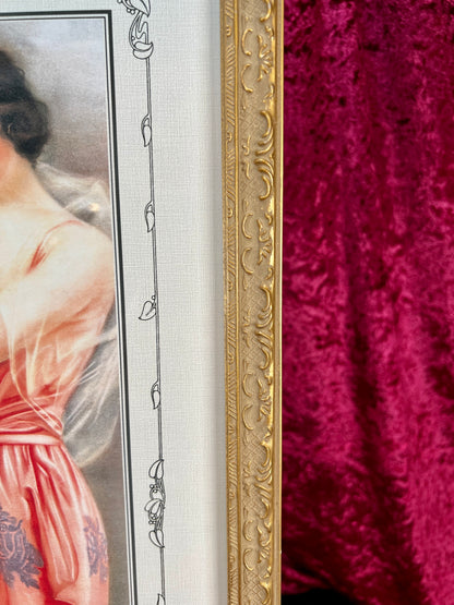 Vintage Long Framed Wall Art – Portrait of Amelia by Hamilton King