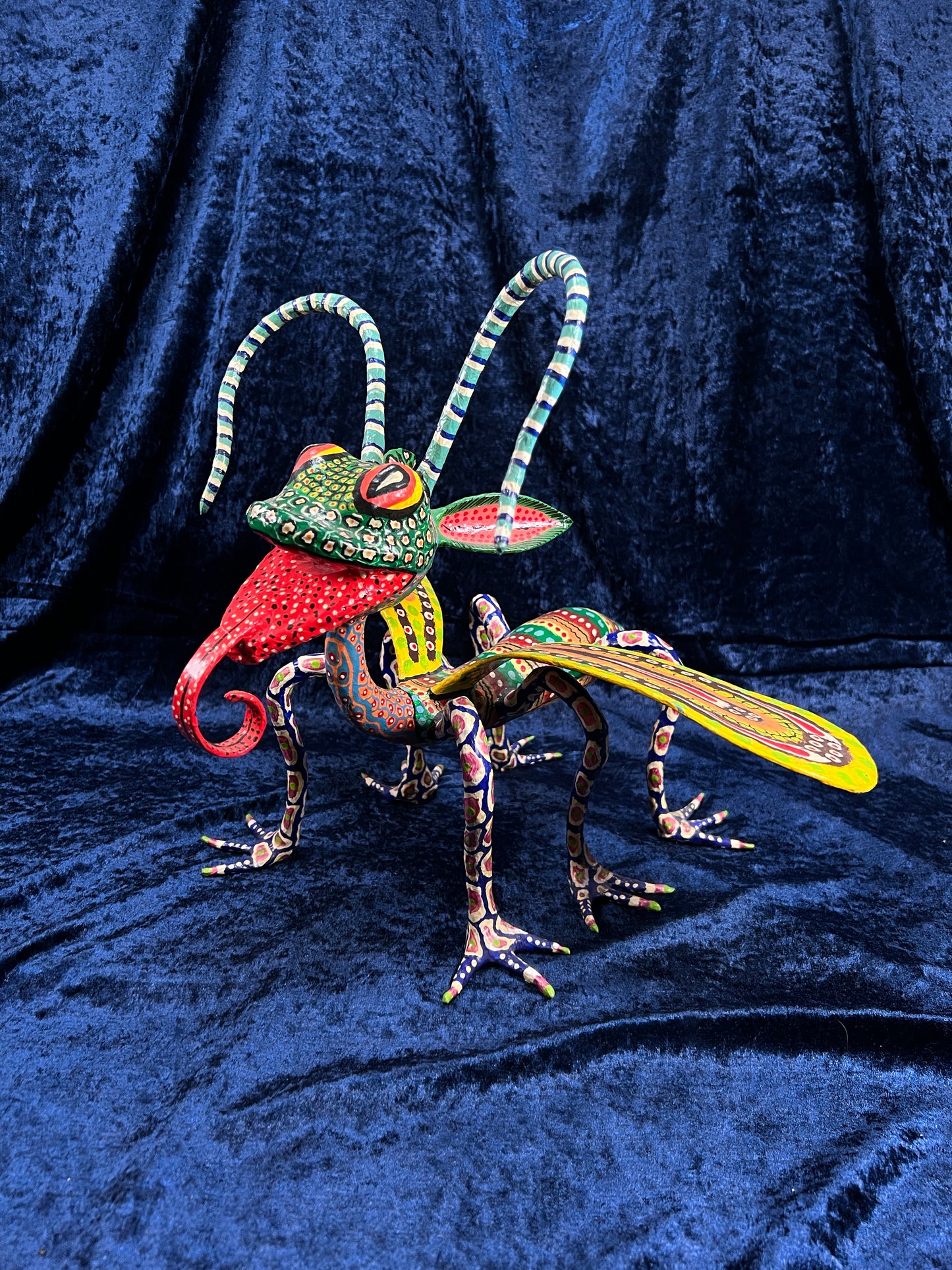 Vintage Paper Mache Alebrije Sculpture – Fantastical Winged Lizard Folk Art