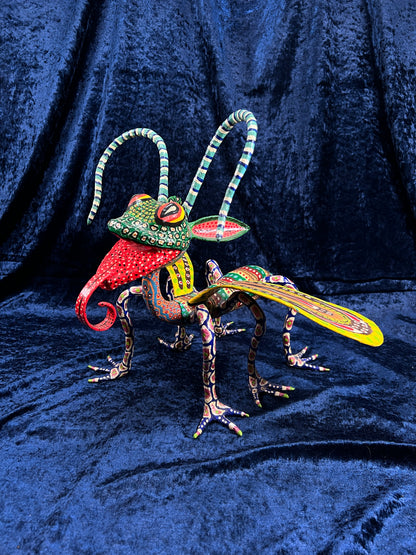 Vintage Paper Mache Alebrije Sculpture – Fantastical Winged Lizard Folk Art