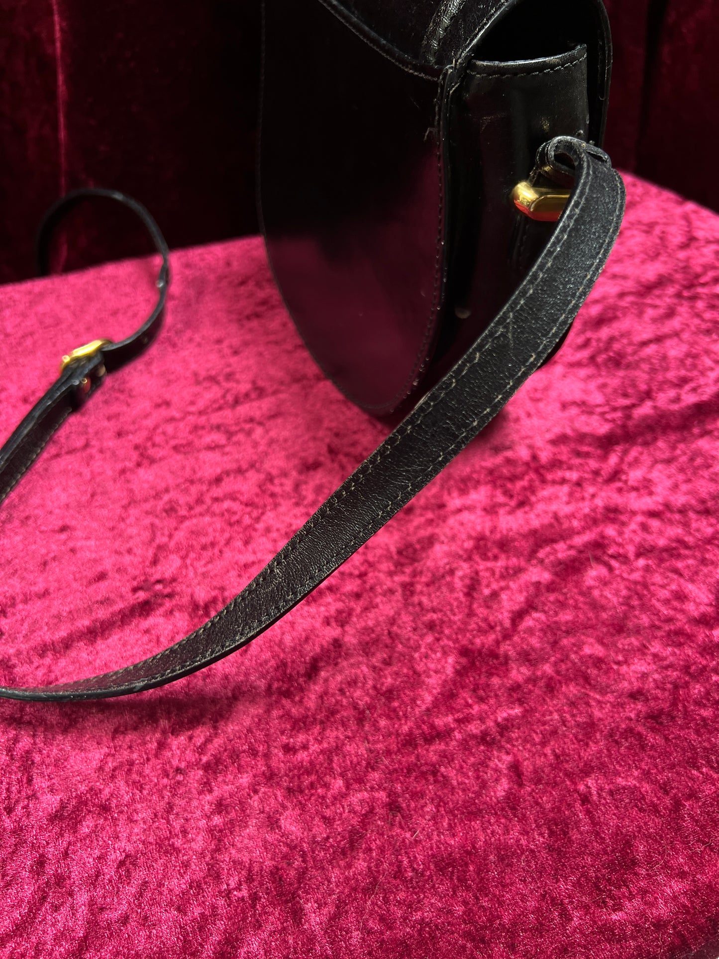 Vintage Black Leather Crossbody Bag - Bally Italy Saddle Purse