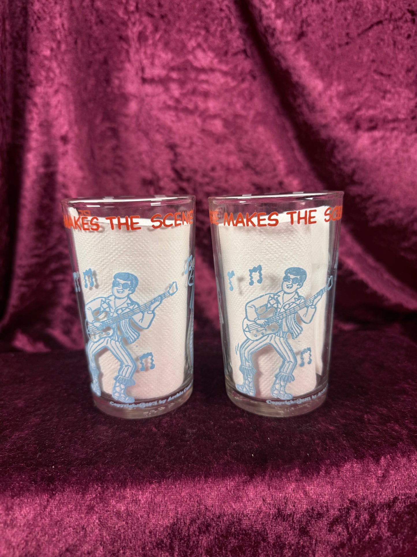 Vintage Archie Comics Glass Tumbler Set – Reggie & Veronica Makes the Scene Pair