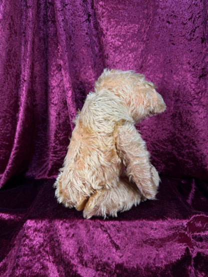Antique Jointed Mohair Teddy Bear – Golden Yellow with Button Eyes - 17.5"