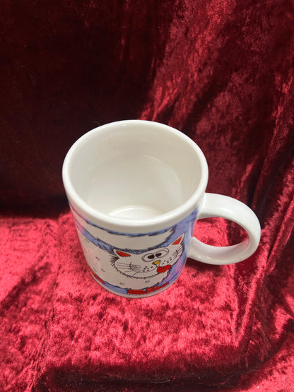 Vintage Mug - Novelty Coffee Cup - Funky 90s Cartoon Cats - Orange and White - Allied Design