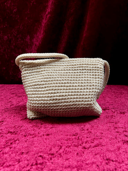 Vintage The Sak Crochet Crossbody Bag - Sandy White Mini Flap Purse