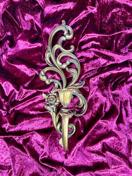 Vintage Home Decor - Wall Candle Holder - Floral Hollywood Regency Style - #4531L - Syroco