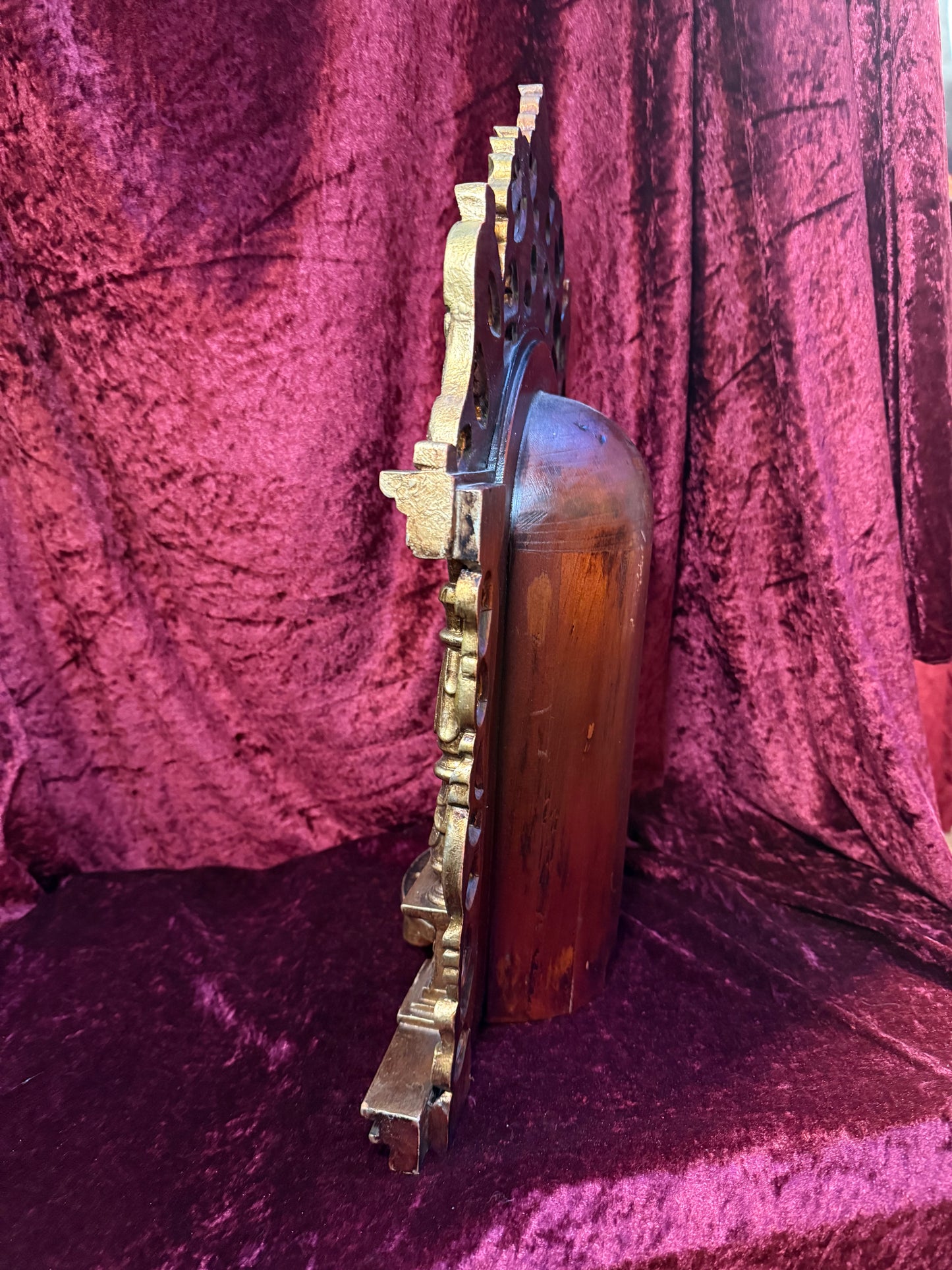 Vintage Hand Carved Wooden Altar - Immaculate Conception of Mary - Gold Shrine Devotional