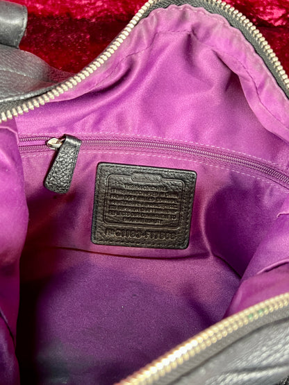 Vintage Accessories - Purse - Black Pebble Leather with Silver Hardware - Purple Lining - Coach