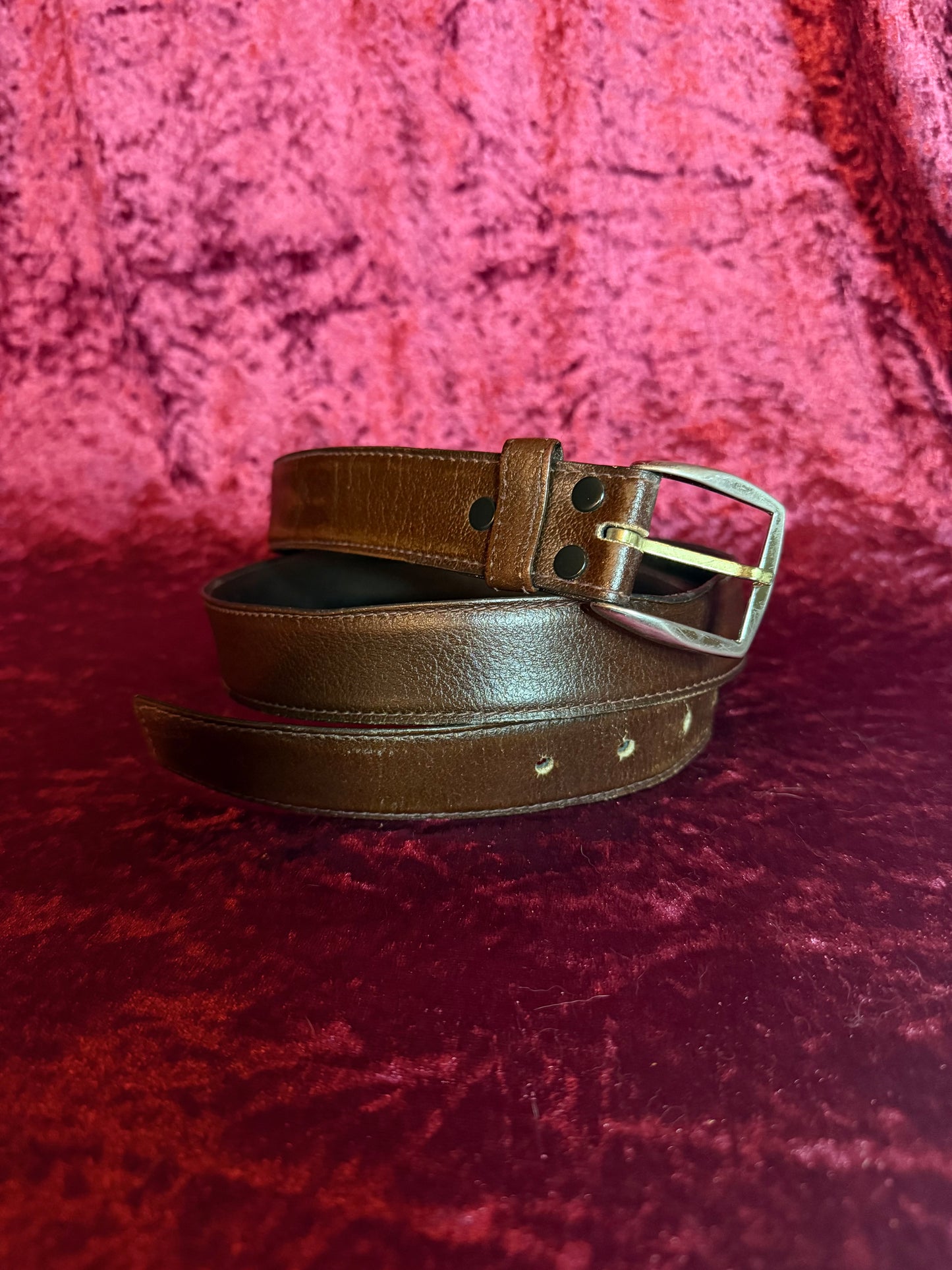 Vintage Accessories - Harris California Leather Belt with Concealed Inner Pocket - Brown - M/L