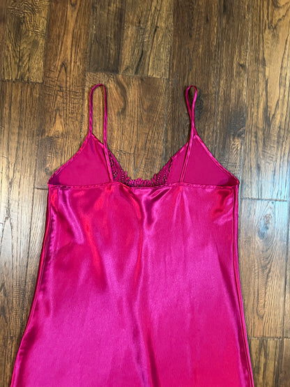 Vintage Clothing - L.A. Intimates Below The Knee Nightgown - Fuchsia Pink - Medium