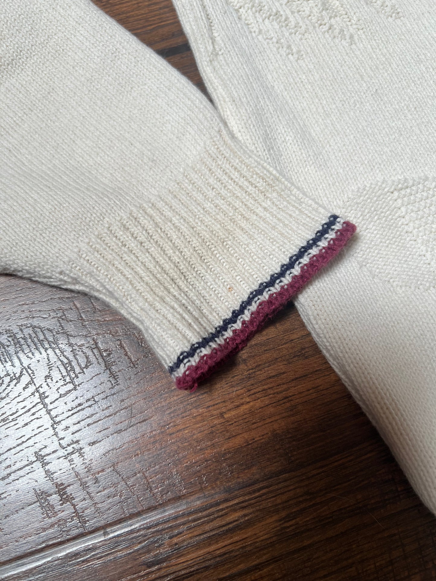Vintage Clothing - Long Sleeve Knit Polo - Golf Scene - Cream - Isle Of Cotton - Medium
