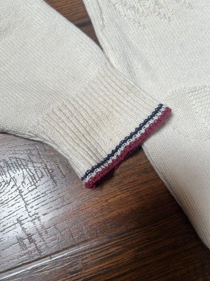 Vintage Clothing - Long Sleeve Knit Polo - Golf Scene - Cream - Isle Of Cotton - Medium
