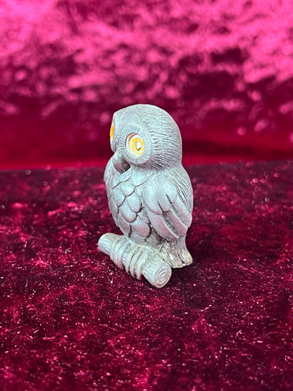Vintage Figurine - Metal Miniature - Pewter Owl