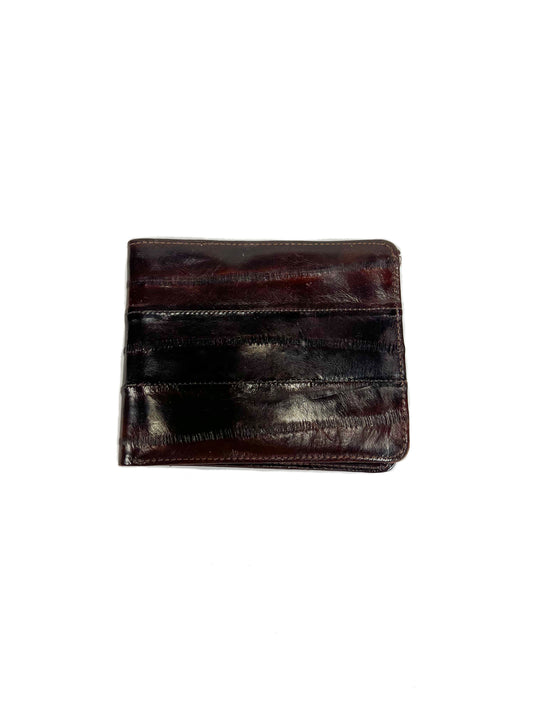 Vintage Bifold Wallet - Deep Red-Brown - Genuine Eelskin - Made In Korea