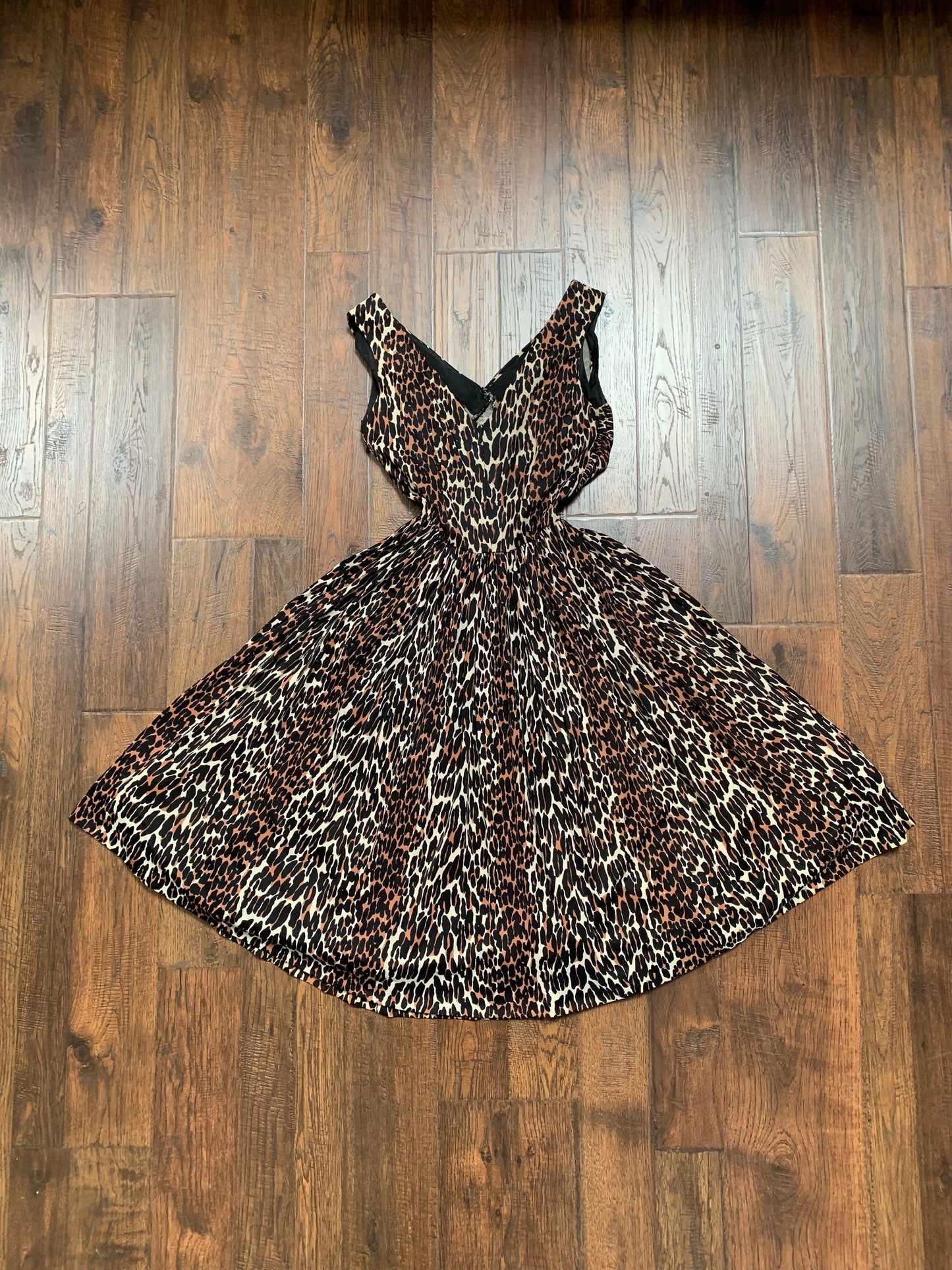 Vintage Clothing - A-Line Cocktail Party Dress - Leopard Print - Klever Klad Junior - Small