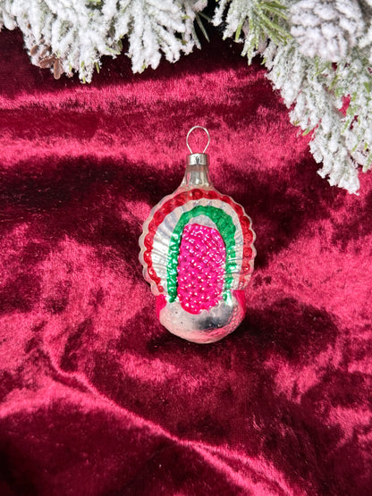 Vintage Christmas - Handblown Glass Ornament - Painted Peacock