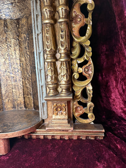 Vintage Hand Carved Wooden Altar - Immaculate Conception of Mary - Gold Shrine Devotional