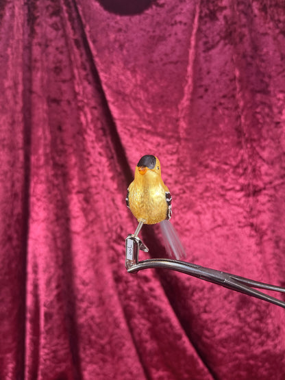 Vintage Christmas - Handblown Glass Clip On Ornament - Yellow Chickadee with Nylon Hair Tail