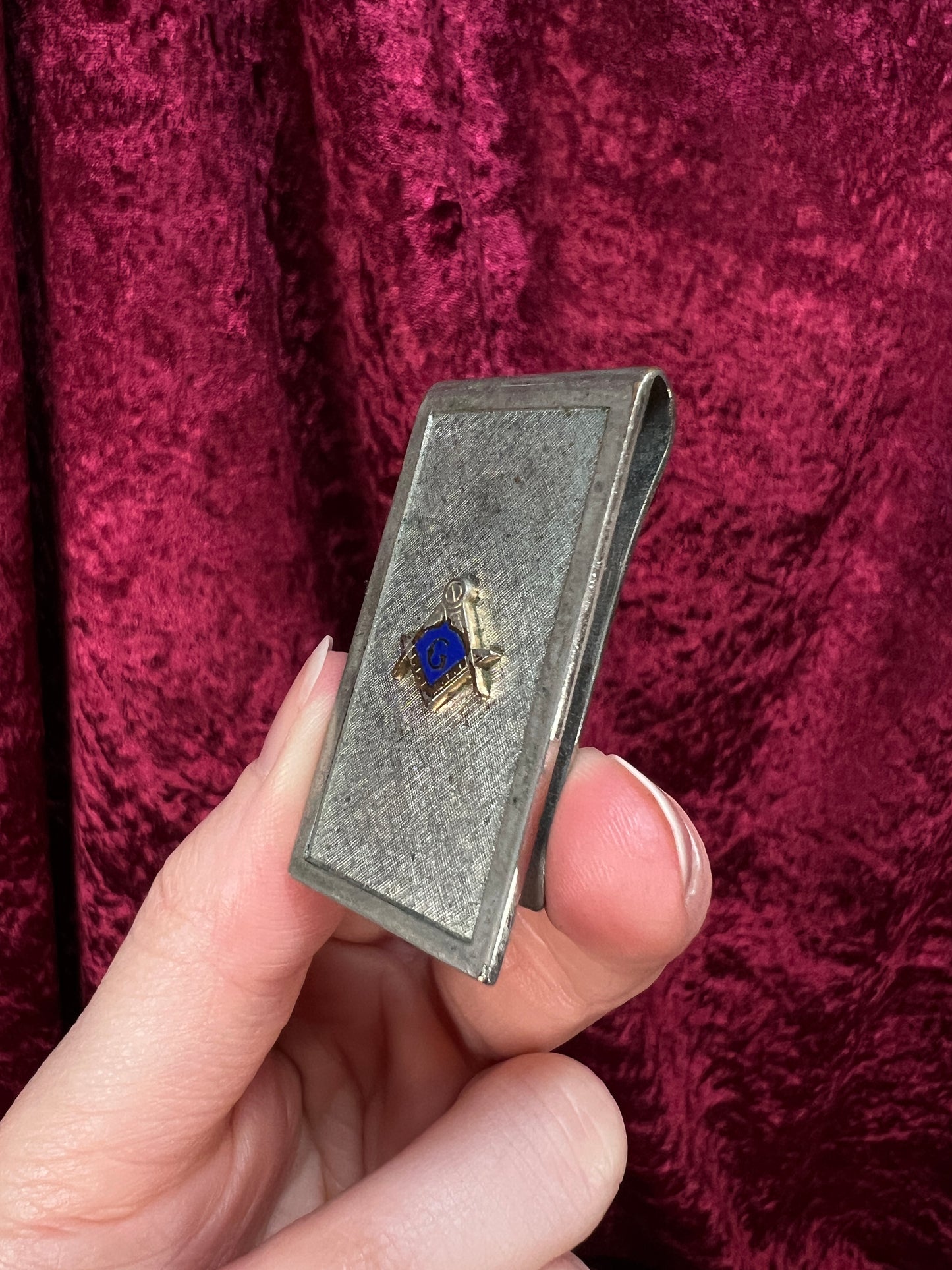 Vintage Metal Money Clip - Masonic Blue Lodge Emblem