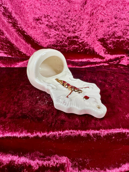 Vintage Religio - Ceramic Holy Water Font - Gold and Cream - USA