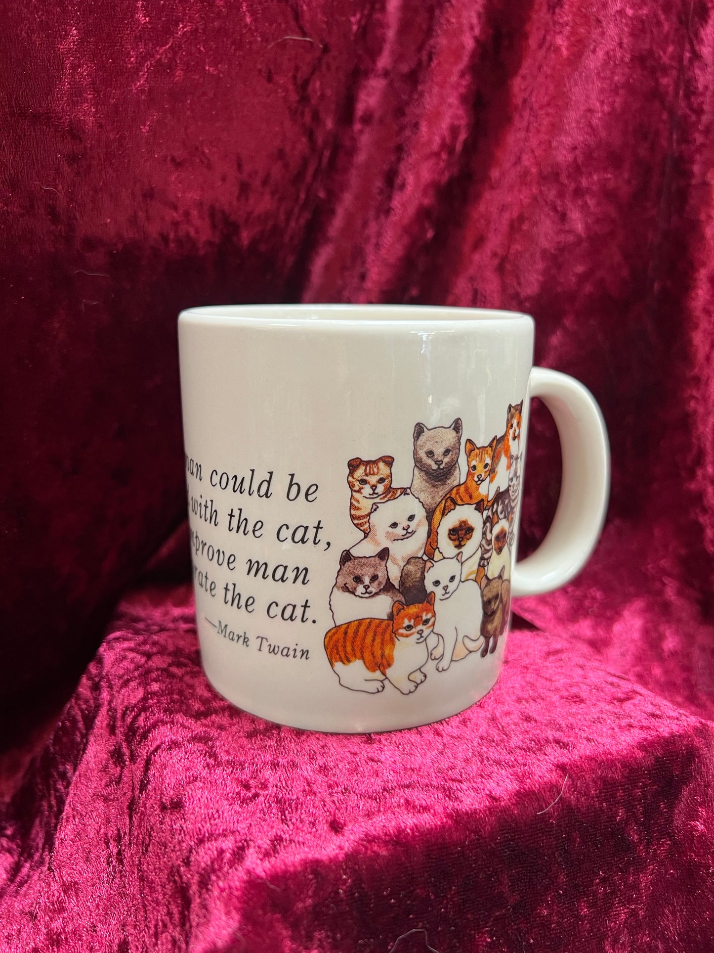 Vintage Mug - Novelty Stoneware Coffee Cup - If Man Could Be Crossed With The Cat - Made In China