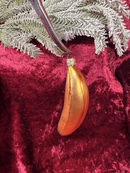 Vintage Christmas - Handblown Glass Ornament - Yellow Banana - Inge Glas - Germany