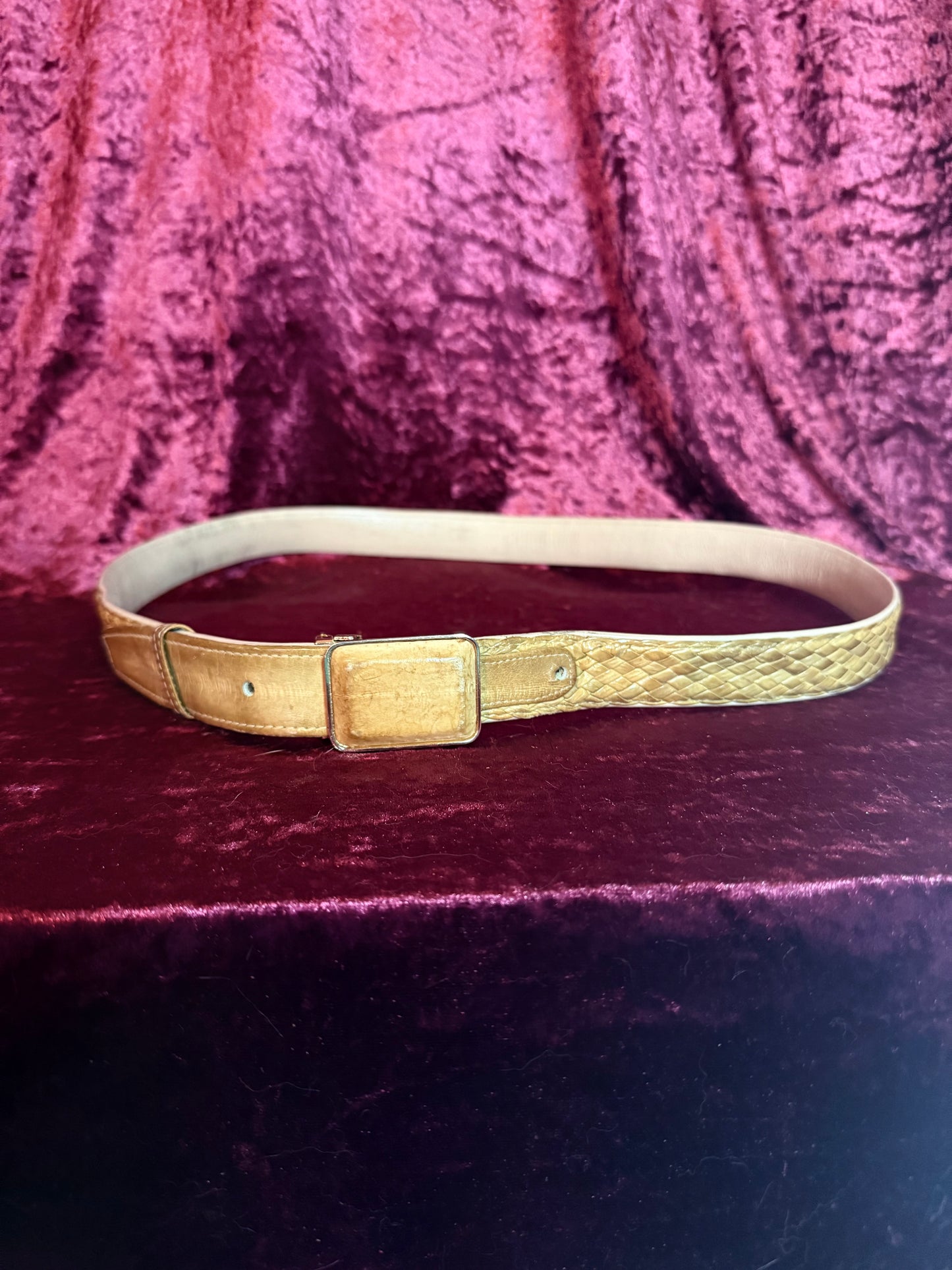 Vintage Accessories - Braided Eel Skin Leather Belt - Tan - M