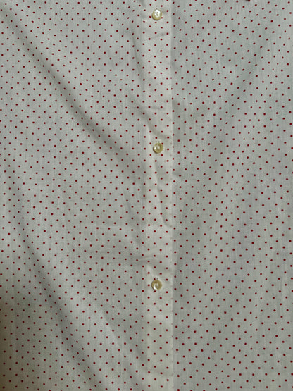 Vintage Cotton Blend Nightie - White Red Polka Dot Button Front - Size Large