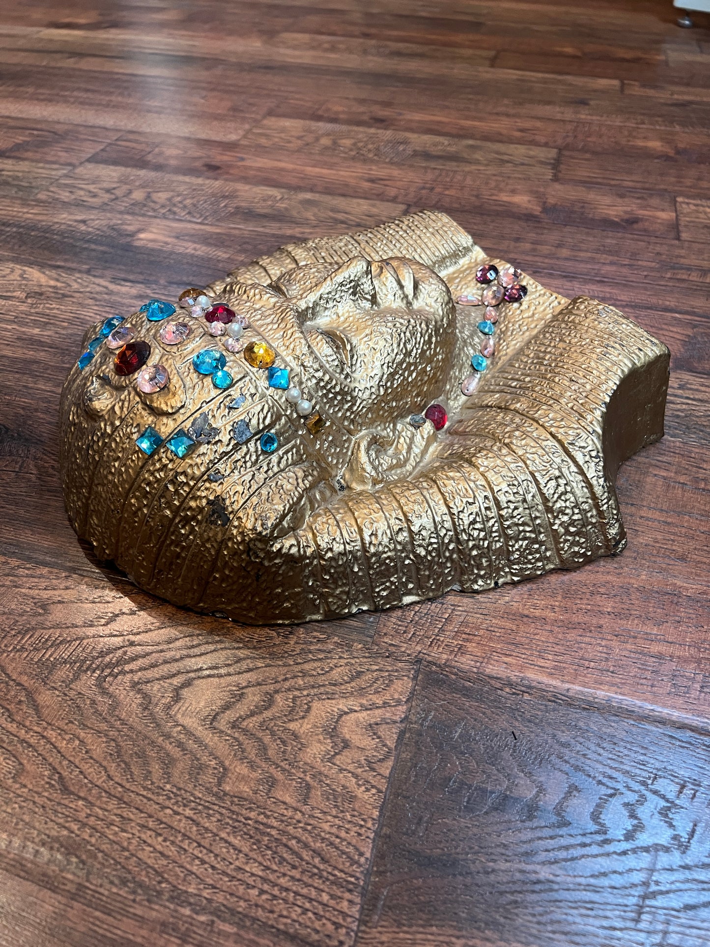 Vintage Home Decor - Ceramic Wall Mask - Bejeweled Bust of Tutankhamun