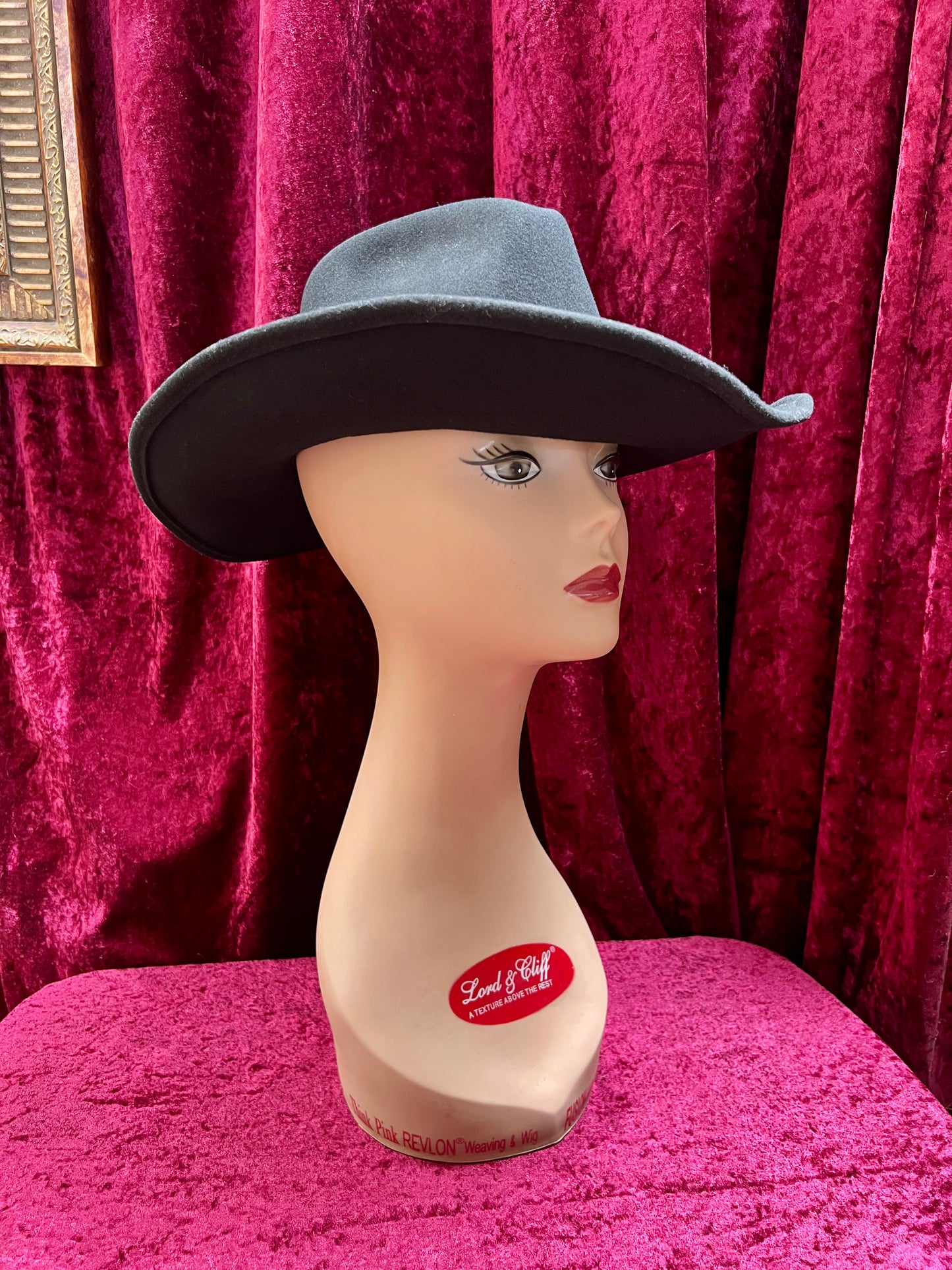 Vintage Wool Felt Cowboy Hat – Black Wide Brim Western Cowboy Style - Renegade Headwear - Medium