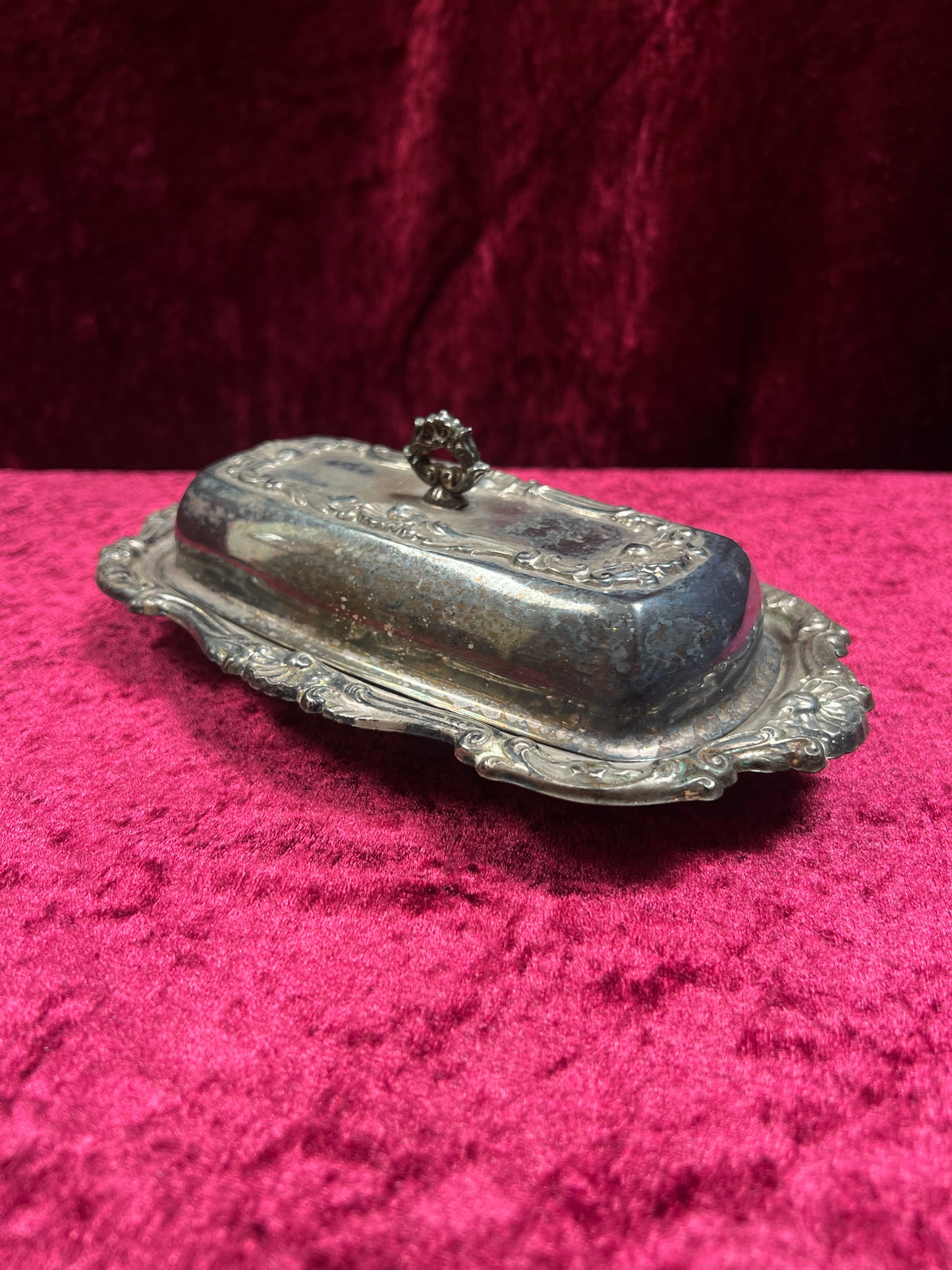 Vintage Silverplate Butter Dish - Ornate Rococo Design with Glass Liner