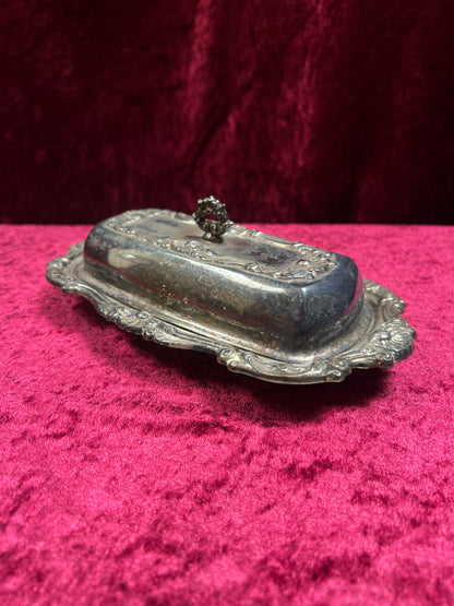 Vintage Silverplate Butter Dish - Ornate Rococo Design with Glass Liner