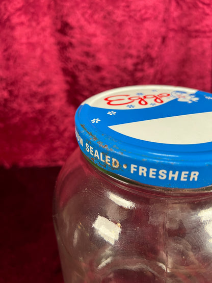Vintage Glass Kitchen Storage Jar – Eggo Advertising Lid Mid Century Canister