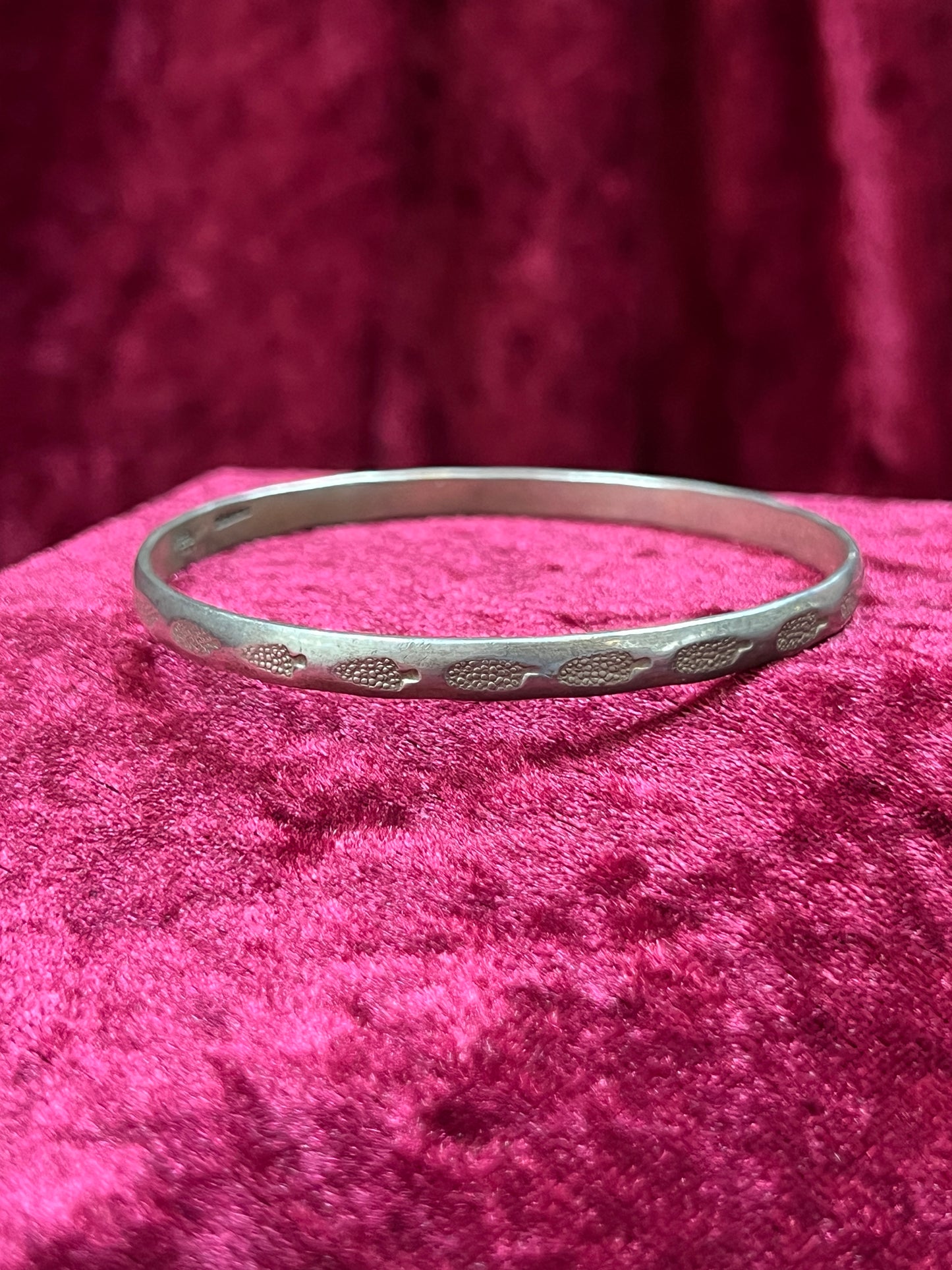 Vintage Jewelry - Bangle Bracelet - 925 Sterling Silver - Stamped Corn - Taxco