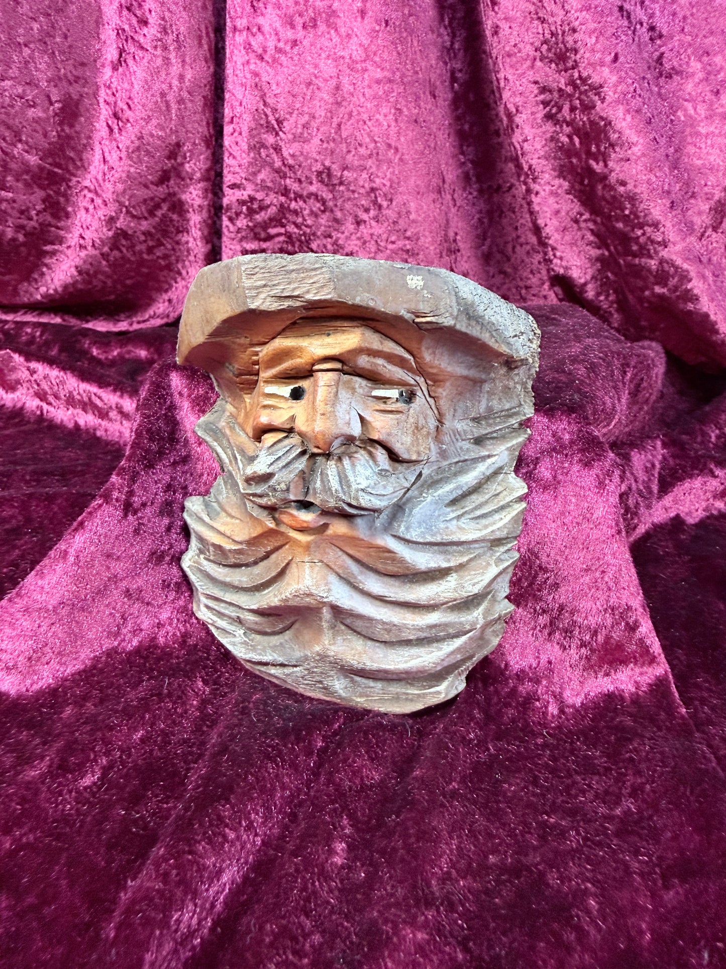 Vintage Carved Wood Taper Candle Holder – Bearded Woodsman Folk Art