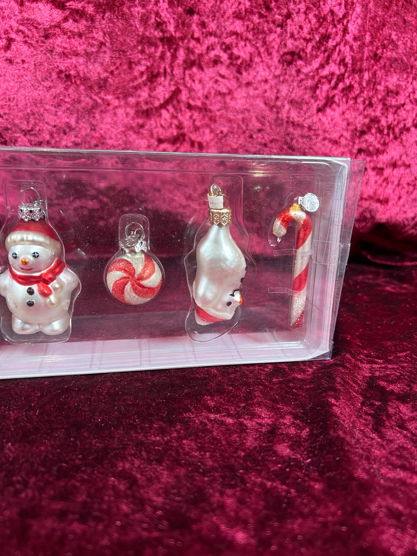 Vintage Christmas - Mini Glass Ornament Set - Snowmen and Candy Canes - Department 56