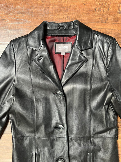Vintage Clothing - Genuine Leather Jacket - Black - Maroon Lining - Small - Wilsons Leather