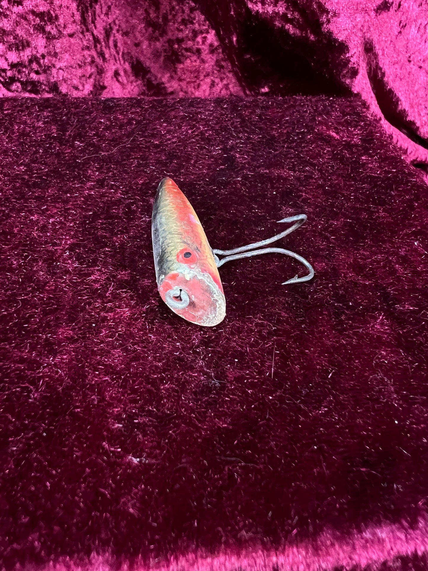 Vintage Fishing Lure Collection - Yellow Bass Popper, Heddon Black Fidgit, Miniature Marlin